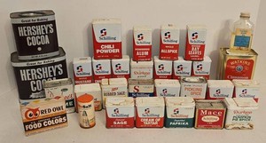 Vintage Spice Tin Collection - Hersheys Cocoa Watkins Durkee - Display or Crafts