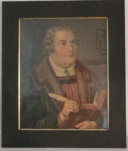 Vintage Framed Martin Luther Portrait Print Dark Wood Frame 21.5x25.3
