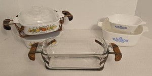 Vintage Corning Ware Bakeware Serving Dish Lot w Cradles Lids