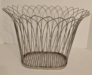Vintage Wire Metal Wastebasket Basket Oval Flared Mid Century Style