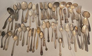 Vintage Mixed Silverplate Flatware Serving Utensils Assorted Lot