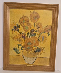 Framed Van Gogh Sunflowers Cardboard Print Wall Art 28 x 22