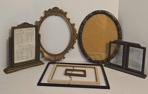 Vintage Picture Frame Lot Oval Tabletop Wall Frames Mixed Finishes
