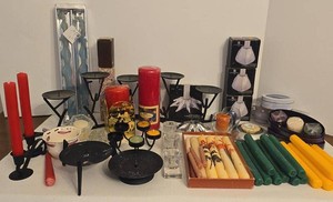Assorted Candle Holders Pillar Taper Candles Decor Lot Home Accent