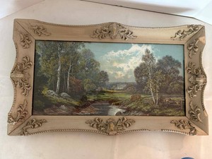 Antique Framed Landscape Print Ornate Florentine Style Frame See Photos