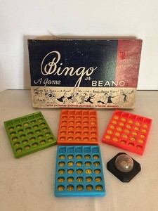 Kohner Bros Bingo or Beano Vintage Board Game w Box Cards & Pieces