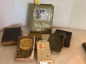Vintage Holy Bible & Christian Book Lot KJV Living Bible Good News