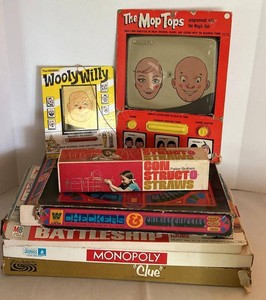 Vintage Board Games & Magnetic Toys Wooly Willy Battleship Clue Lot