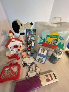 Peanuts Snoopy Collectibles Lot Camp Snoopy Bag Toys Decor Flag