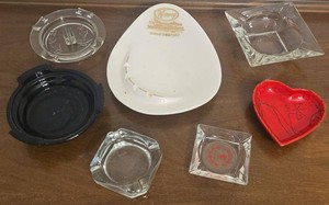 Lot of Assorted Vintage Ashtrays Advertising Glass Ceramic Heart