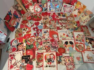 Vintage 1940s - 1950s School Valentine Cards Teacher Theme Die Cut Greeting Lot