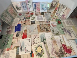 Vintage Greeting Card Lot Sympathy Religious Floral Holiday Ephemera