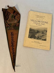 Vintage Yellowstone National Park Pennant & 1926 Rules Booklet Souvenir