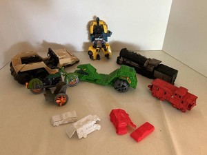Vintage Mixed Toy Vehicle Lot Robot Train Motorcycle & Plastic Cars