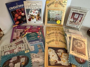Vintage Craft Pattern & Stencil Booklet Lot Paintstitching Stencil Decor