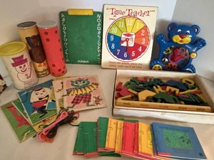 Vintage Playskool Educational Toy Lot Time Teacher Alphabet Clock