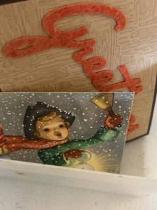 Box Lot of Vintage Christmas Greeting Cards Assorted Holiday Designs