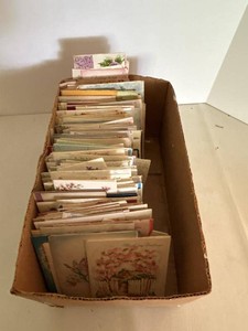 Vintage 1940s Greeting Cards Assorted Floral Holiday Ephemera Box Lot