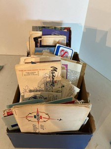 Lot of Vintage Travel Ephemera Airline Brochures Cards Letters Paper Various places