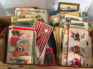Huge Lot of 1940s- 1950s Vintage Christmas Greeting Cards Mixed Mid-Century Holiday Paper Ephemera