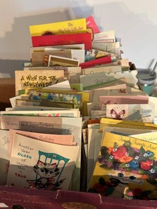 Huge Lot of 1950s-1970s Vintage Greeting Card Lot Mixed Birthday Wedding Mothers Day Ephemera