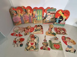 Vintage Die Cut Valentine Cards Fold-Out Pop-Up Assorted Lot