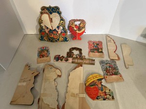 Rare Lot of Antique Victorian Valentine Cards Honeycomb Die Cut Fold-Out Ephemera Germany & USA