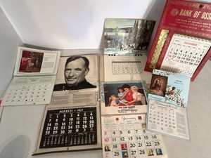 Vintage 1930s -1980s Advertising Wall Calendars & Thermometer Mixed Ephemera Lot