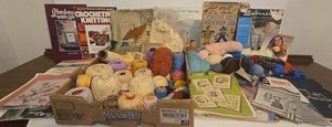 Vintage Knitting Crochet Needlework Pattern Book & Yarn Craft Lot