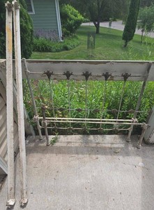Antique Cast Iron Bed Frame 48in Wide Headboard Footboard Rails