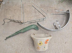Vintage Bicycle Parts Lot Basket Rear Racks Fender Chain Guard