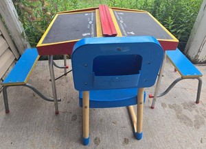 Vintage Fisher-Price Childrens Activity Desk Chalkboard Table Set