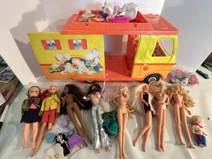 Vintage Mattel Barbie Camper RV with Dolls & Accessories Lot
