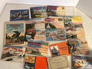 Vintage Linen Souvenir Postcard Folder Lot Travel Views 1930s-40s