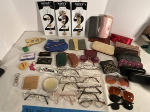 Vintage Eyeglasses Cases Accessories Mixed Lot Wallets Keychains Pins