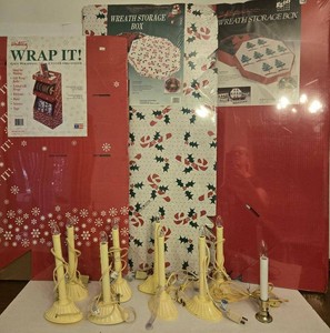 Holiday Storage Boxes & Electric Window Candle Decoration Lot