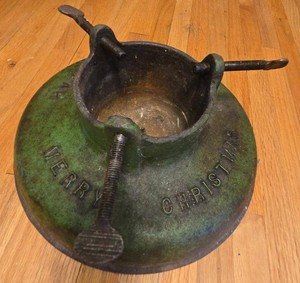 Vintage Cast Iron Christmas Tree Stand Merry Christmas Happy New Year