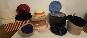 Vintage Womens Dress Hats Feathered Velvet Fascinator Millinery Lot