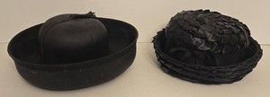Pair of Vintage Black Church Hats Mr. John Debutante & Amy New York