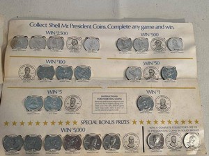 Shell Mr. President Coins Promotional Game Cards With Tokens Pair