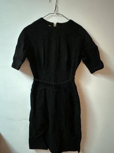 Stacy Ames Black Short Sleeve Tie Waist Dress Womens Vintage