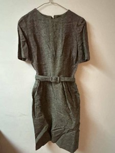 Vintage 2-Piece Tweed Dress Jacket Set Gray Belted Mid Century