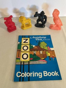 Vintage Zoo Souvenir Animal Figures & Assiniboine Park Coloring Book