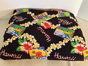 Hawaiian Aloha Tropical Print Throw Pillow Black Floral Beach Decor