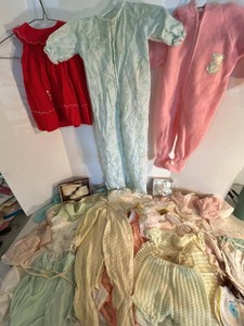 Vintage Infant Baby Clothing Dress Sleeper Outfit Mixed Lot Pastel