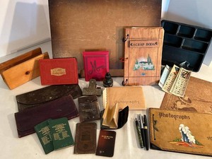 Lot of Vintage Scrapbooks Autograph Books Bank Books & Pens