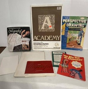 Lot of Vintage Art Books Calligraphy Set Drawing Paper Craft Supplies
