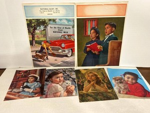 Vintage Mid Century Religious & Advertising Color Print Poster Lot