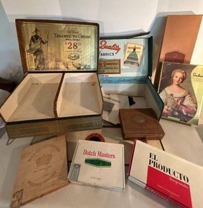 Pair of Vintage Woolen Fabric Sample Display Boxes Scotch Ferris