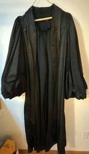 Vintage Black Academic Doctoral Robe Velvet Trim Gown See Photos